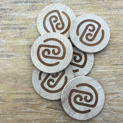 Fichas de madera grabadas personalizadas Ø51 mm - 50 unidades