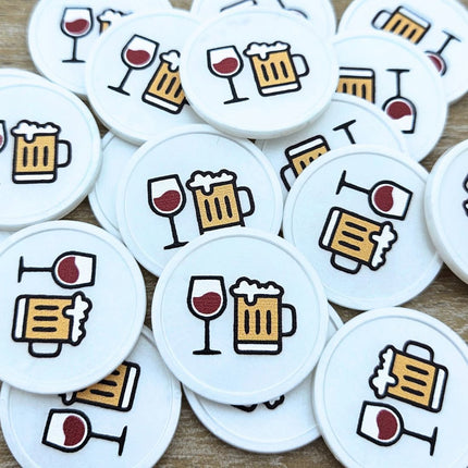 Fichas de plastico de cerveza y vino Ø29 mm - 100 unidades