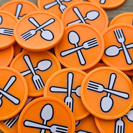 Fichas de plastico cuchara y tenedor Ø29 mm - 100 unidades