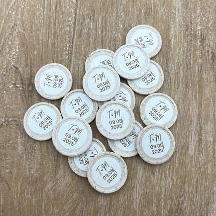 Fichas en fibra de madera personalizadas Ø23 mm - 100 unidades