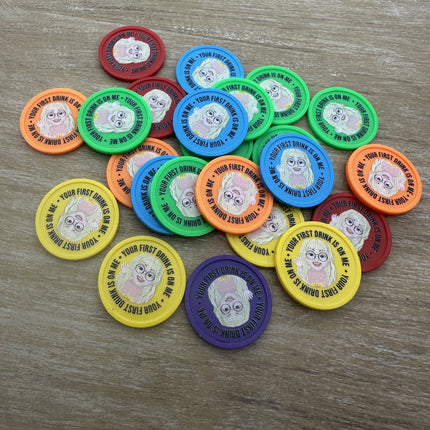 Fichas de plastico mezcla personalizadas Ø29mm - 108 unidades