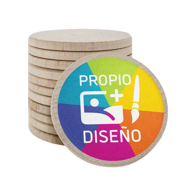 Fichas de madera personalizadas impresas Ø37 mm - 500 unidades