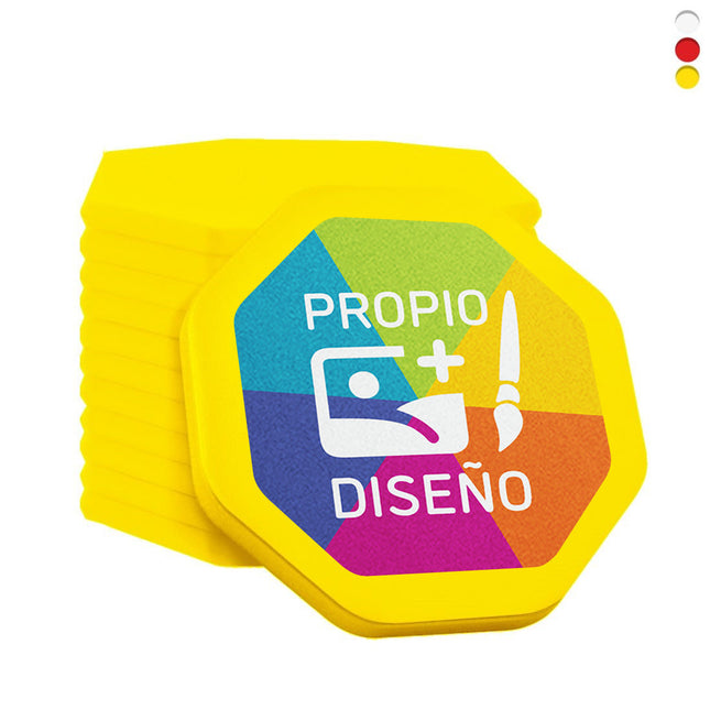 Fichas de plastico octogon personalizadas 38x38 mm - 100 unidades