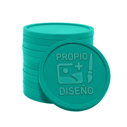 Fichas personalizadas en relieve red de pesca reciclada Ø29 mm - 1000 unidades