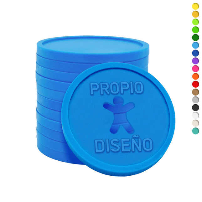 Fichas de plastico en relieve personalizadas con forma propia Ø29 mm - 1000 unidades
