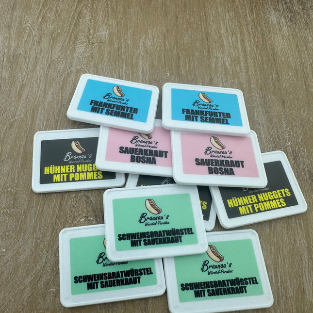 Fichas de plastico rectangular en blanco personalizadas 50x35 mm - 100 unidades