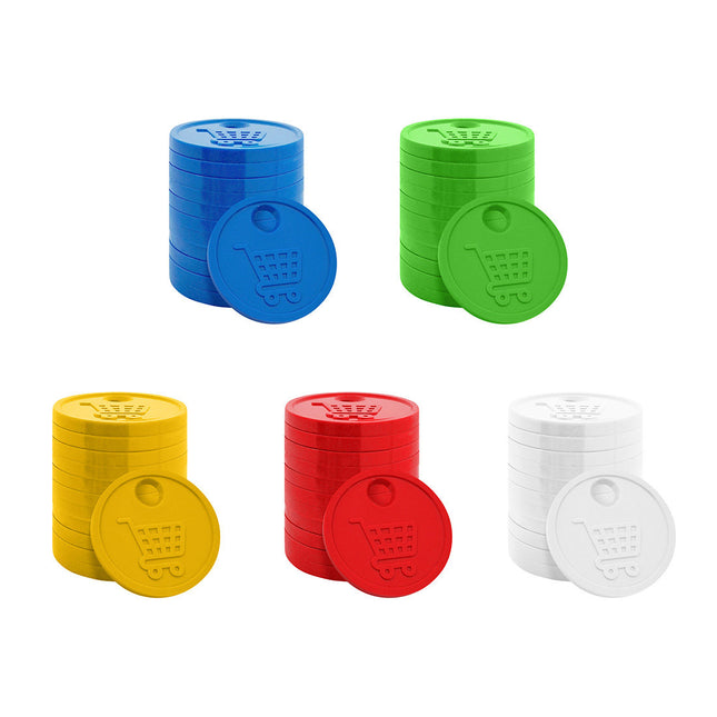 Ficha de plástico para el carrito de la compra con llavero - 10 unidades