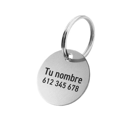 Llavero redondo de aluminio con tu numero telefonico y texto deseado - Por unidad