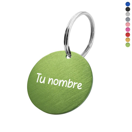 Llavero de aluminio redondo con tu nombre Ø35mm - Por unidad