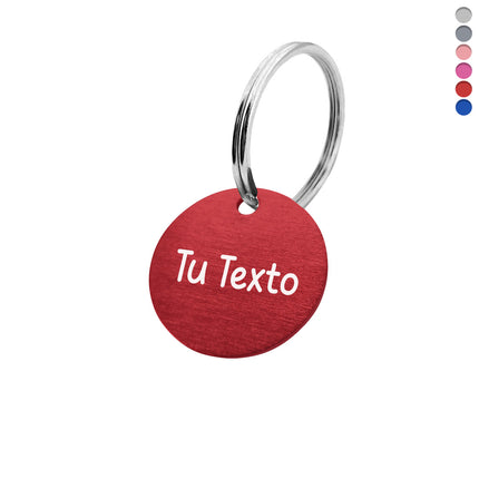 Llavero de aluminio redondo con texto Ø25mm - Por unidad