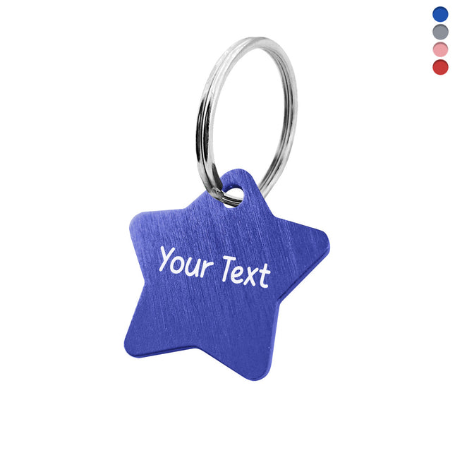 Llavero de aluminio estrella y texto 27x27 mm - Por unidad