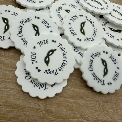 Fichas ondulado de plastico  personalizadas 38x38 mm - 100 unidades