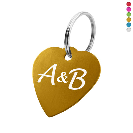 Llavero de aluminio corazon y iniciales 29x29 mm - Por unidad