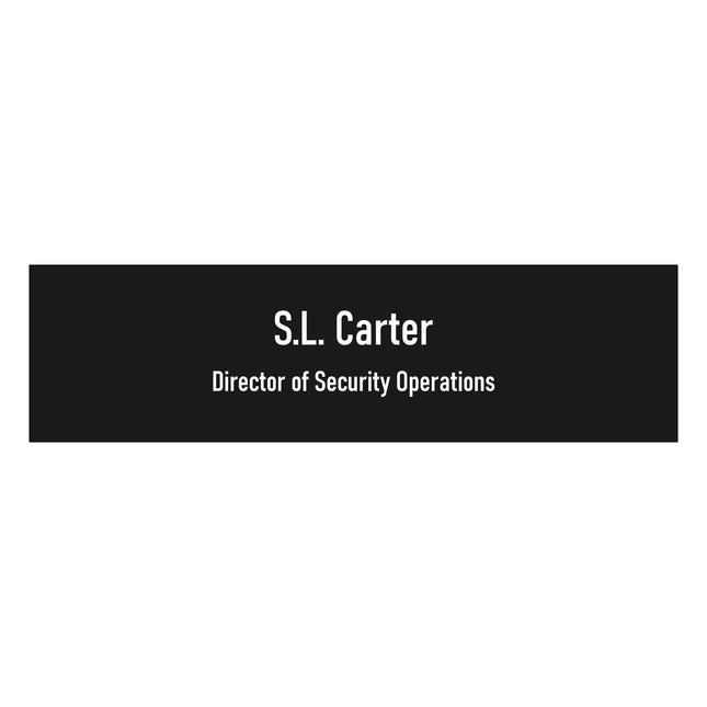 Custom name and title black door sign 165x45mm - 1 pc