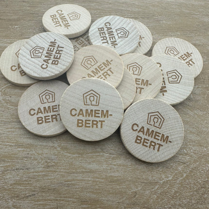Fichas de madera grabadas personalizadas Ø37 mm - 100 unidades