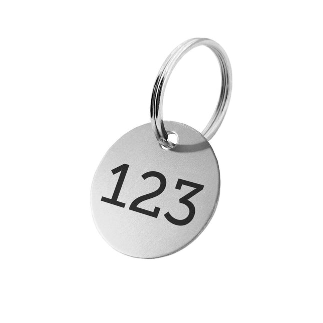 Llavero de aluminio anodizado redondo y numerado - Por unidad