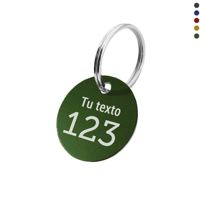 Llavero de aluminio con texto y numero grabado - Por unidad