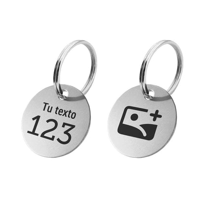 Llavero de aluminio con numero + texto y logotipo doble cara - Por unidad