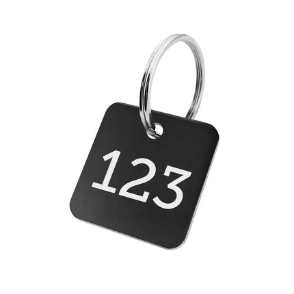 Llavero de aluminio cuadrada con tu numero  30x30 mm - Por unidad