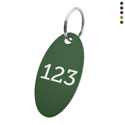 Llavero de aluminio 25x50 mm ovalada con numeracion - Por unidad