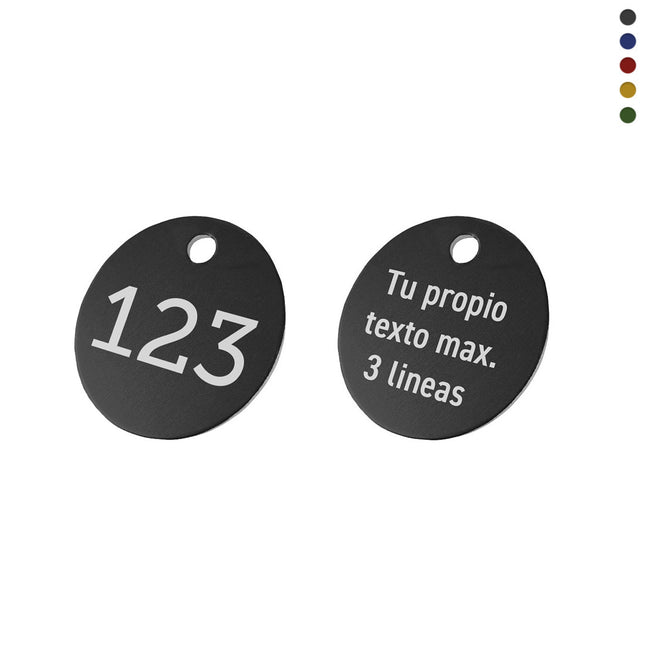 Aluminum custom round tags with number and text - 1 pc