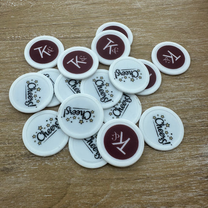 Fichas de plástico personalizades blanco Ø28mm - 100 unidades