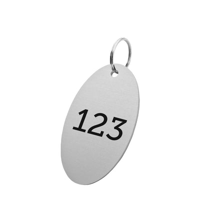 Llavero de aluminio ovalada con numero 37x67 mm - Por unidad