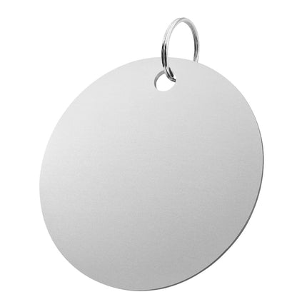 Llavero de aluminio XL plateado Ø80mm - Por unidad