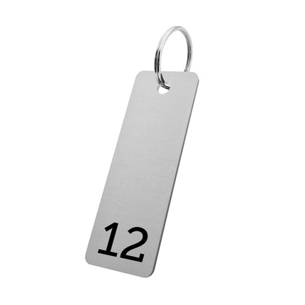 Llavero de aluminio rectangular con numero 25x70mm - Por unidad