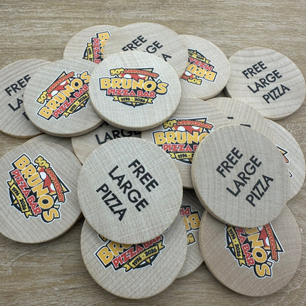 Fichas de madera personalizadas impresas Ø50 mm - 100 unidades