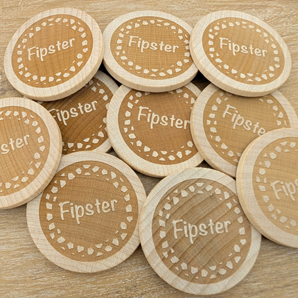 Fichas de madera grabadas personalizadas Ø50 mm - 100 unidades