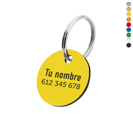 Llavero redondo de acrilico con tu numero telefonico  y nombre - Por unidad