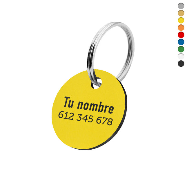 Llavero redondo de acrilico con tu numero telefonico  y nombre - Por unidad