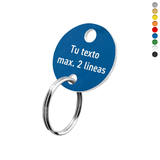 Llavero de acrilico redondo con tu texto y 2 orificios - Por unidad