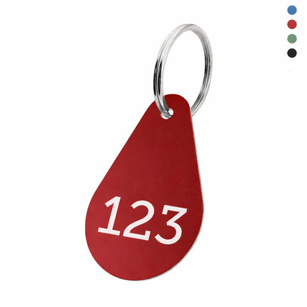 LLavero de aluminio 29x45 mm forma gota con numeracion  - Por unidad