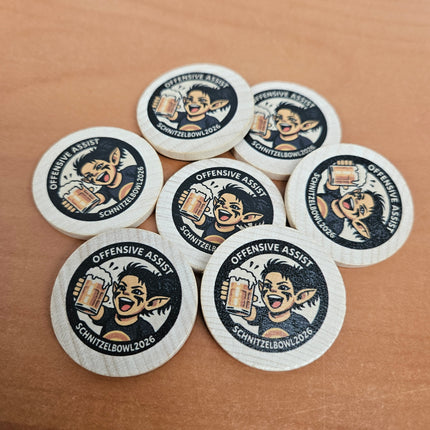 Fichas de madera personalizadas impresas Ø37 mm - 100 unidades