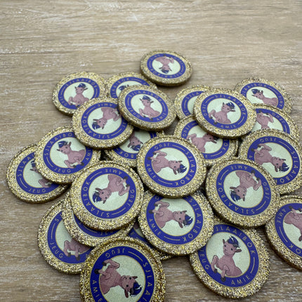 Fichas con brillantina personalizadas Ø29mm - 100 unidades
