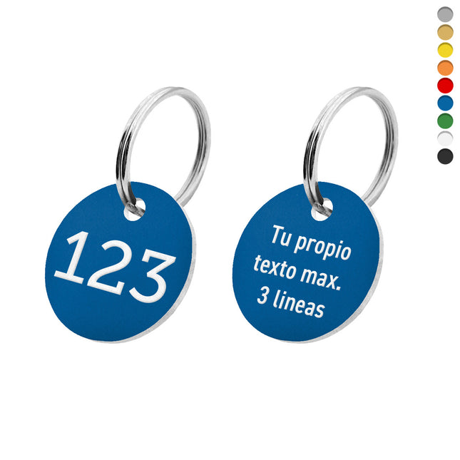 Llavero de acrilico con numero y texto doble cara - Por unidad