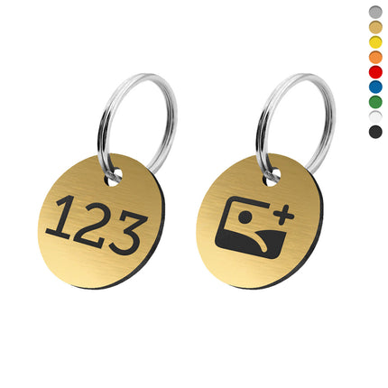 Llavero de acrilico con numero y logotipo doble cara - Por unidad