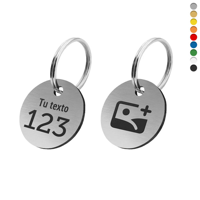 Llavero de acrilico texto, numero y logotipo personalizable doble cara - Por unidad