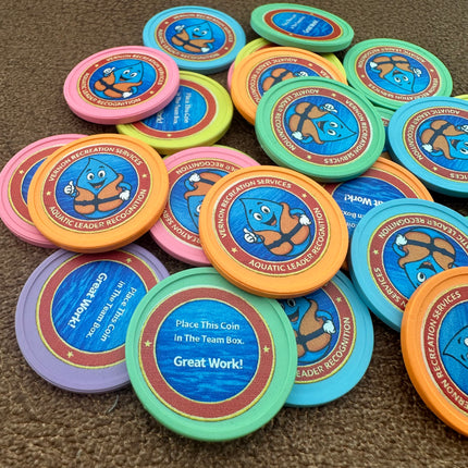 Fichas de plastico reciclado mezcla personalizadas Ø29mm - 108 unidades