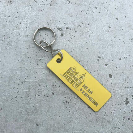 Llavero de aluminio rectangular con numero y logotipo 25x70 mm - Por unidad