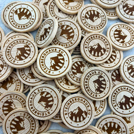 Fichas de madera grabadas personalizadas Ø29 mm - 100 unidades