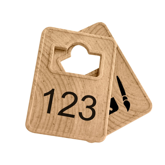 Fichas para guardarropa de fibra de madera Tiffany WOOD personalizadas - por unidad