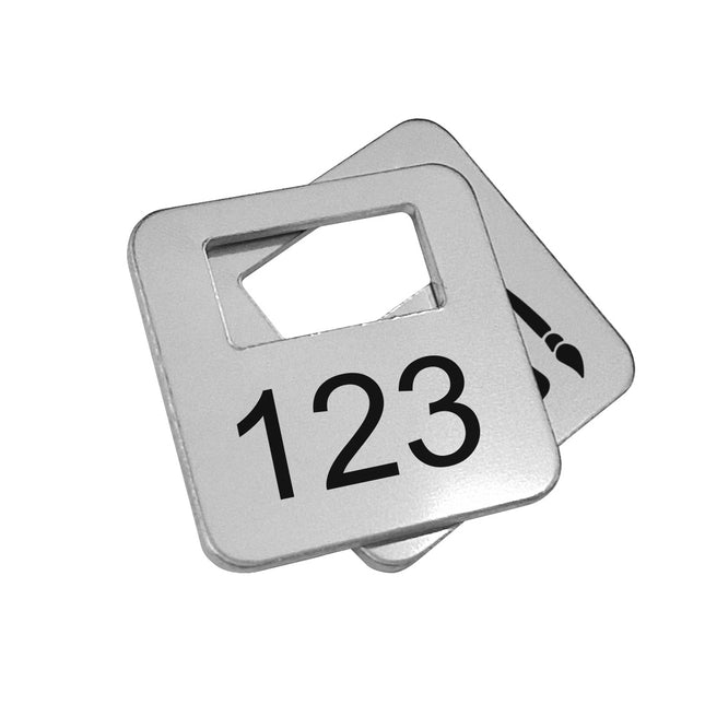 Fichas para guardarropa numerada de aluminio 35x35 - Por unidad