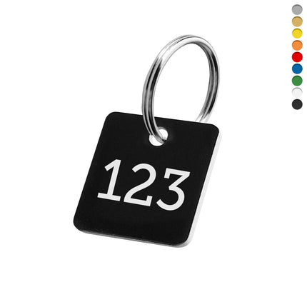 Llavero de acrilico cuadrado con numeracion - Por unidad