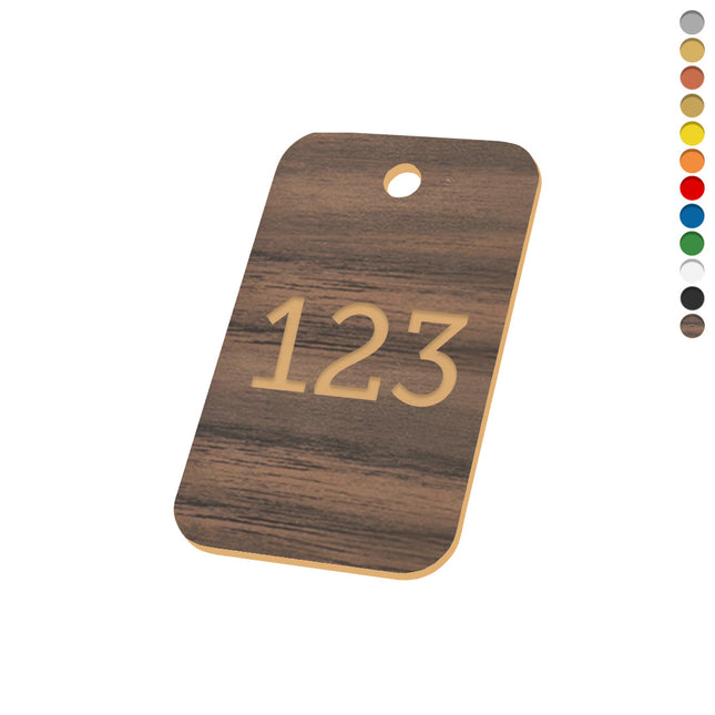 Plastic rectangular numbered tag with hole - 1 pc