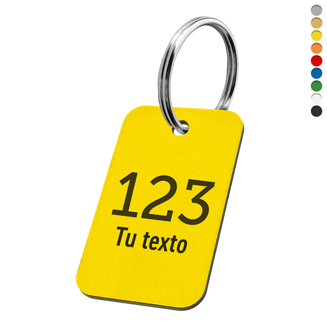 Llavero ovalado de acrilico con numeracion y texto - Por unidad