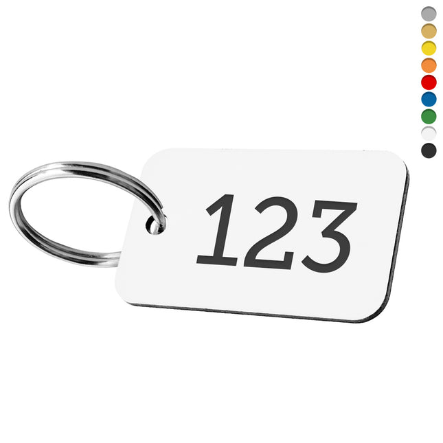 Llavero rectangular acostado de acrilico con numero - Por unidad