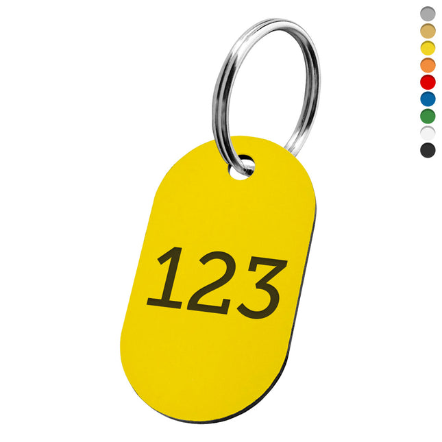 Llavero ovalado de acrilico con numero - Por unidad